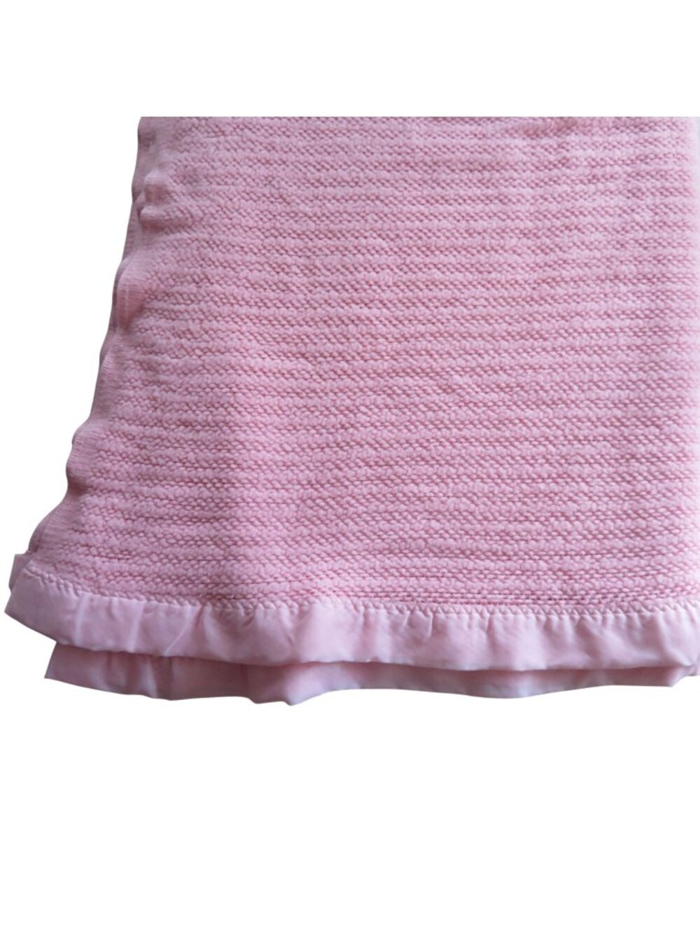 Vintage JCPenney Pink Acrylic Blanket 84"x84" Satin Trim USA Made